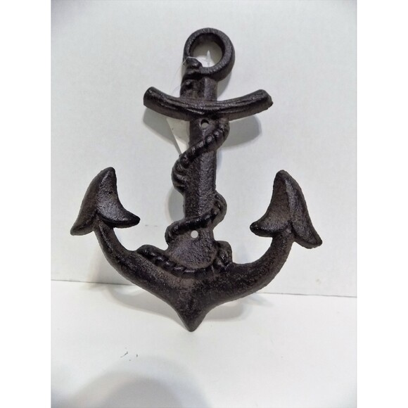 NEW Rustic Cast Iron Nautical Anchor Beach Towel Hook Hanger Coastal Home Decor - Picture 3 of 3